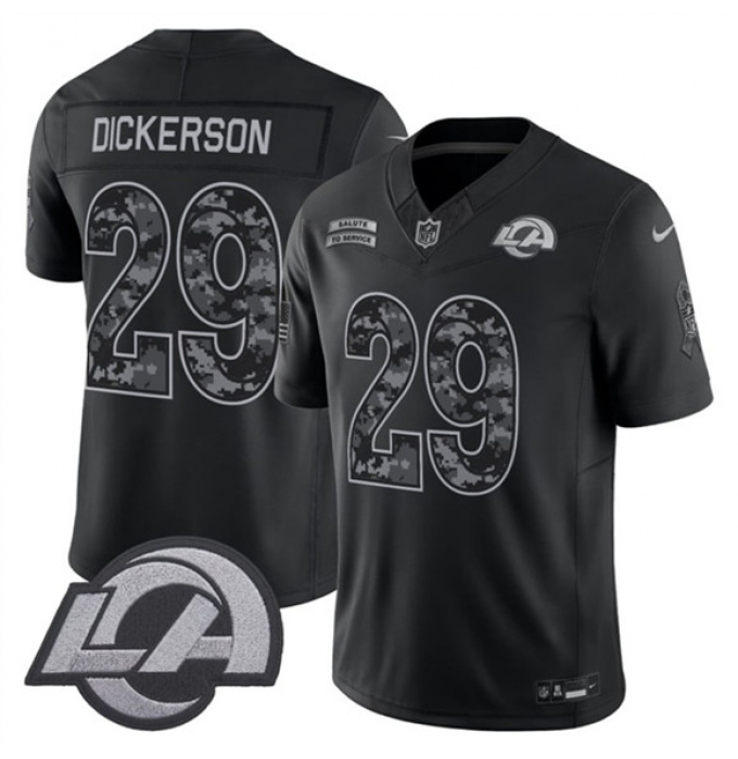 Men's Los Angeles Rams #29 Eric Dickerson Black 2026 F.U.S.E. Salute to Service Limited Football Stitched Jersey
