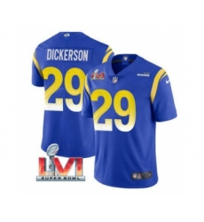 Men's Los Angeles Rams #29 Eric Dickerson Royal 2022 Super Bowl LVI Vapor Limited Stitched Jersey