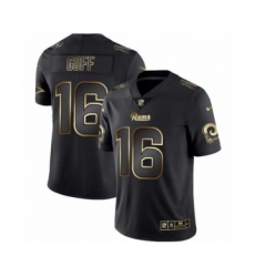 Men Los Angeles Rams #16 Jared Goff Black Golden Edition 2019 Vapor Untouchable Limited Jersey