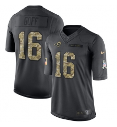 Men's Nike Los Angeles Rams #16 Jared Goff Limited Black 2016 Salute to Service NFL Jersey