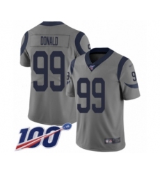 Men's Los Angeles Rams #99 Aaron Donald Limited Gray Inverted Legend 100th Season Football Jersey