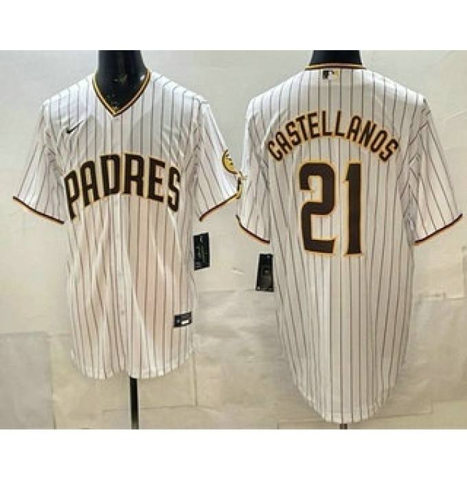 Men's San Diego Padres #21 Nick Castellanos White Cool Base Jersey