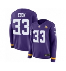 Women's Nike Minnesota Vikings #33 Dalvin Cook Limited Purple Therma Long Sleeve NFL Jersey