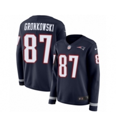 Women's Nike New England Patriots #87 Rob Gronkowski Limited Navy Blue Therma Long Sleeve NFL Jersey
