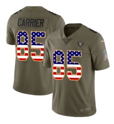 Men's Nike Oakland Raiders #85 Derek Carrier Limited Olive USA Flag 2017 Salute to Service NFL Jersey