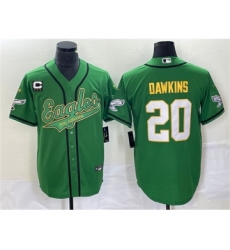 Men's Nike Philadelphia Eagles #20 Brian Dawkins Green Gold C Cool Base Baseball Stitched Jersey