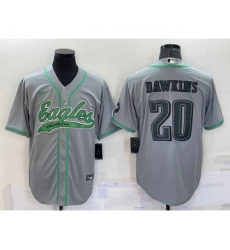 Men's Philadelphia Eagles #20 Brian Dawkins Grey With Patch Cool Base Stitched Baseball Jersey