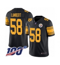 Men's Pittsburgh Steelers #58 Jack Lambert Limited Black Rush Vapor Untouchable 100th Season Football Jersey