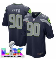 Men's Seattle Seahawks #90 Jarran Reed Blue 2025 2026 Super Bowl LX F U S E Stitched Jersey