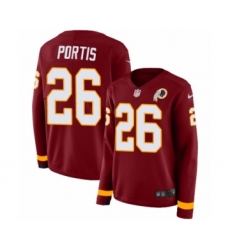 Women's Nike Washington Redskins #26 Clinton Portis Limited Burgundy Therma Long Sleeve NFL Jersey