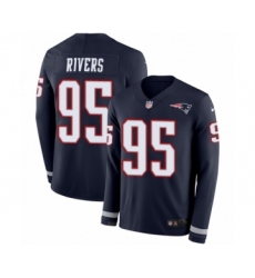 Men's Nike New England Patriots #95 Derek Rivers Limited Navy Blue Therma Long Sleeve NFL Jersey
