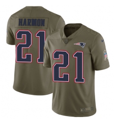Men's Nike New England Patriots #21 Duron Harmon Limited Olive 2017 Salute to Service NFL Jersey