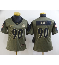 Women's Pittsburgh Steelers #90 T. J. Watt Nike Olive 2021 Salute To Service Limited Player Jersey