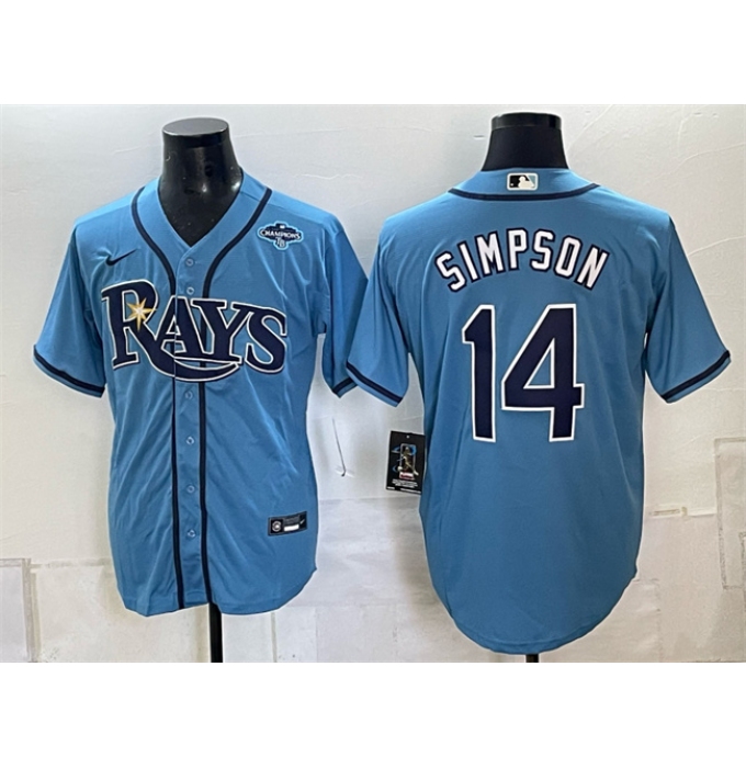 Men's Tampa Bay Rays #14 Chandler Simpson Blue 2026 AL East Champions Vapor Limited Stitched Baseball Jersey