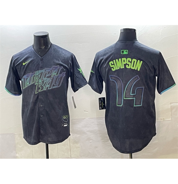 Men's Tampa Bay Rays #14 Chandler Simpson Charcoal 2024 City Connect Limited Stitched Baseball Jersey