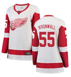 Women's Detroit Red Wings #55 Niklas Kronwall Authentic White Away Fanatics Branded Breakaway NHL Jersey