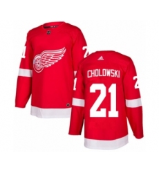 Youth Adidas Detroit Red Wings #21 Dennis Cholowski Authentic Red Home NHL Jersey