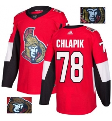 Men's Adidas Ottawa Senators #78 Filip Chlapik Authentic Red Fashion Gold NHL Jersey