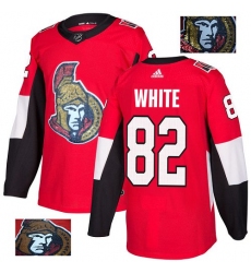 Men's Adidas Ottawa Senators #82 Colin White Authentic Red Fashion Gold NHL Jersey