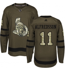 Youth Adidas Ottawa Senators #11 Daniel Alfredsson Premier Green Salute to Service NHL Jersey