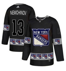 Men's Adidas New York Rangers #13 Sergei Nemchinov Authentic Black Team Logo Fashion NHL Jersey