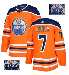 Men's Adidas Edmonton Oilers #7 Paul Coffey Authentic Orange Fashion Gold NHL Jersey
