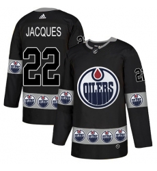 Men's Adidas Edmonton Oilers #22 Jean-Francois Jacques Authentic Black Team Logo Fashion NHL Jersey