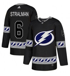Men's Adidas Tampa Bay Lightning #6 Anton Stralman Authentic Black Team Logo Fashion NHL Jersey