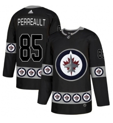 Men's Adidas Winnipeg Jets #85 Mathieu Perreault Authentic Black Team Logo Fashion NHL Jersey