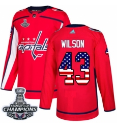 Men's Adidas Washington Capitals #43 Tom Wilson Authentic Red USA Flag Fashion 2018 Stanley Cup Final Champions NHL Jersey