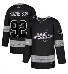 Men's Adidas Washington Capitals #92 Evgeny Kuznetsov Authentic Black Team Logo Fashion NHL Jersey