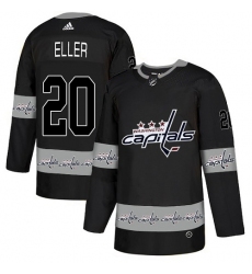 Men's Adidas Washington Capitals #20 Lars Eller Authentic Black Team Logo Fashion NHL Jersey