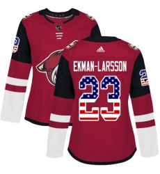 Women's Adidas Arizona Coyotes #23 Oliver Ekman-Larsson Authentic Red USA Flag Fashion NHL Jersey