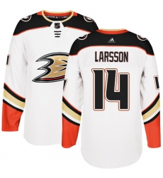 Men's Adidas Anaheim Ducks #14 Jacob Larsson Authentic White Away NHL Jersey