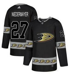 Men's Adidas Anaheim Ducks #27 Scott Niedermayer Premier Black Team Logo Fashion NHL Jersey