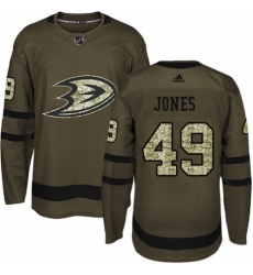 Youth Adidas Anaheim Ducks #49 Max Jones Premier Green Salute to Service NHL Jersey