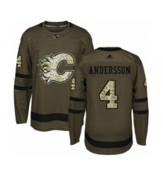 Men's Adidas Calgary Flames #4 Rasmus Andersson Authentic Green Salute to Service NHL Jersey