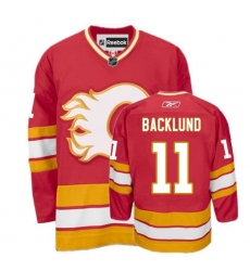 Men's Reebok Calgary Flames #11 Mikael Backlund Premier Red Third NHL Jersey
