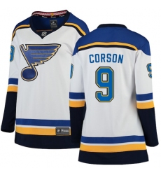 Women's St. Louis Blues #9 Shayne Corson Fanatics Branded White Away Breakaway NHL Jersey