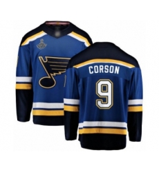 Youth St. Louis Blues #9 Shayne Corson Fanatics Branded Royal Blue Home Breakaway 2019 Stanley Cup Champions Hockey Jersey