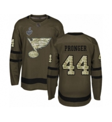 Men's St. Louis Blues #44 Chris Pronger Authentic Green Salute to Service 2019 Stanley Cup Final Bound Hockey Jersey