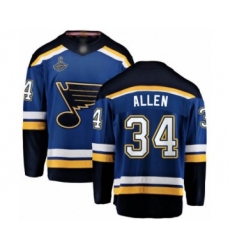Youth St. Louis Blues #34 Jake Allen Fanatics Branded Royal Blue Home Breakaway 2019 Stanley Cup Champions Hockey Jersey