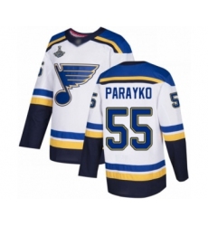 Youth St. Louis Blues #55 Colton Parayko Authentic White Away 2019 Stanley Cup Champions Hockey Jersey