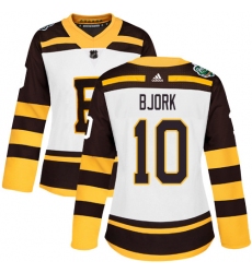 Women's Adidas Boston Bruins #10 Anders Bjork Authentic White 2019 Winter Classic NHL Jersey