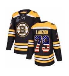 Men's Boston Bruins #79 Jeremy Lauzon Authentic Black USA Flag Fashion 2019 Stanley Cup Final Bound Hockey Jersey