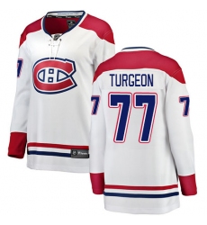Women's Montreal Canadiens #77 Pierre Turgeon Authentic White Away Fanatics Branded Breakaway NHL Jersey