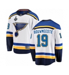 Youth St. Louis Blues #19 Jay Bouwmeester Fanatics Branded White Away Breakaway 2019 Stanley Cup Final Bound Hockey Jersey
