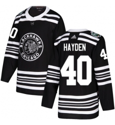 Men's Adidas Chicago Blackhawks #40 John Hayden Authentic Black 2019 Winter Classic NHL Jersey