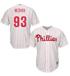 Men's Majestic Philadelphia Phillies #93 Pat Neshek Replica White/Red Strip Home Cool Base MLB Jersey