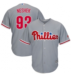 Youth Majestic Philadelphia Phillies #93 Pat Neshek Authentic Grey Road Cool Base MLB Jersey